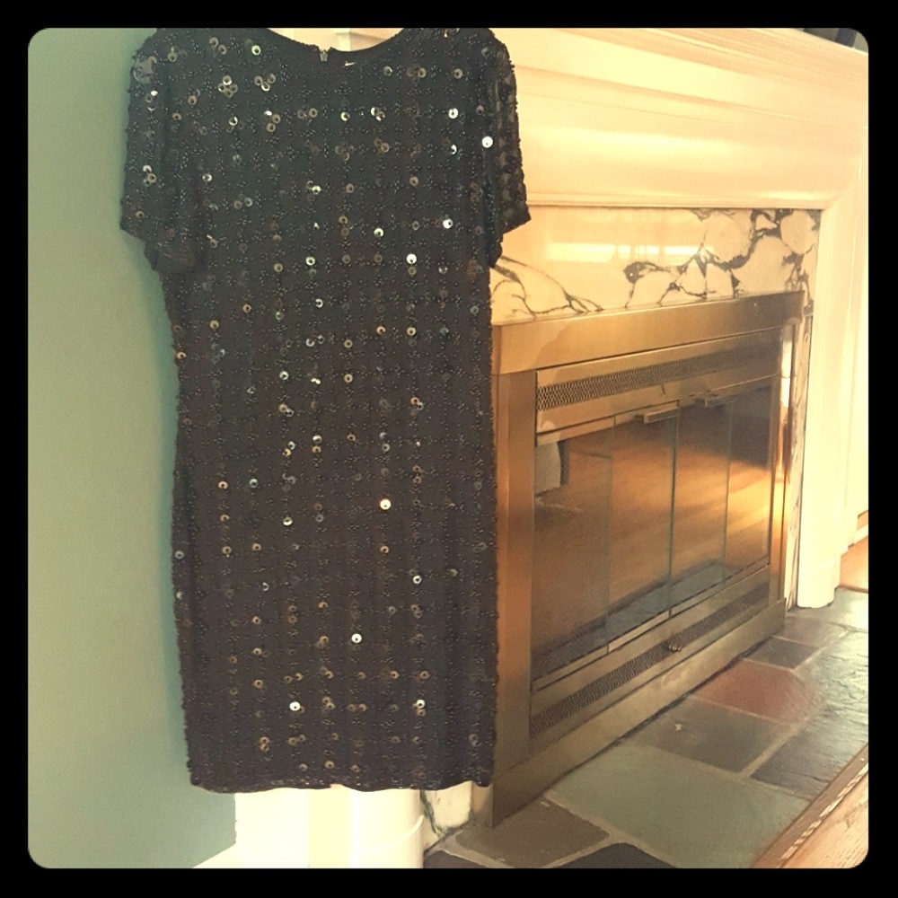 Beaded and silk "little black" cocktail dress